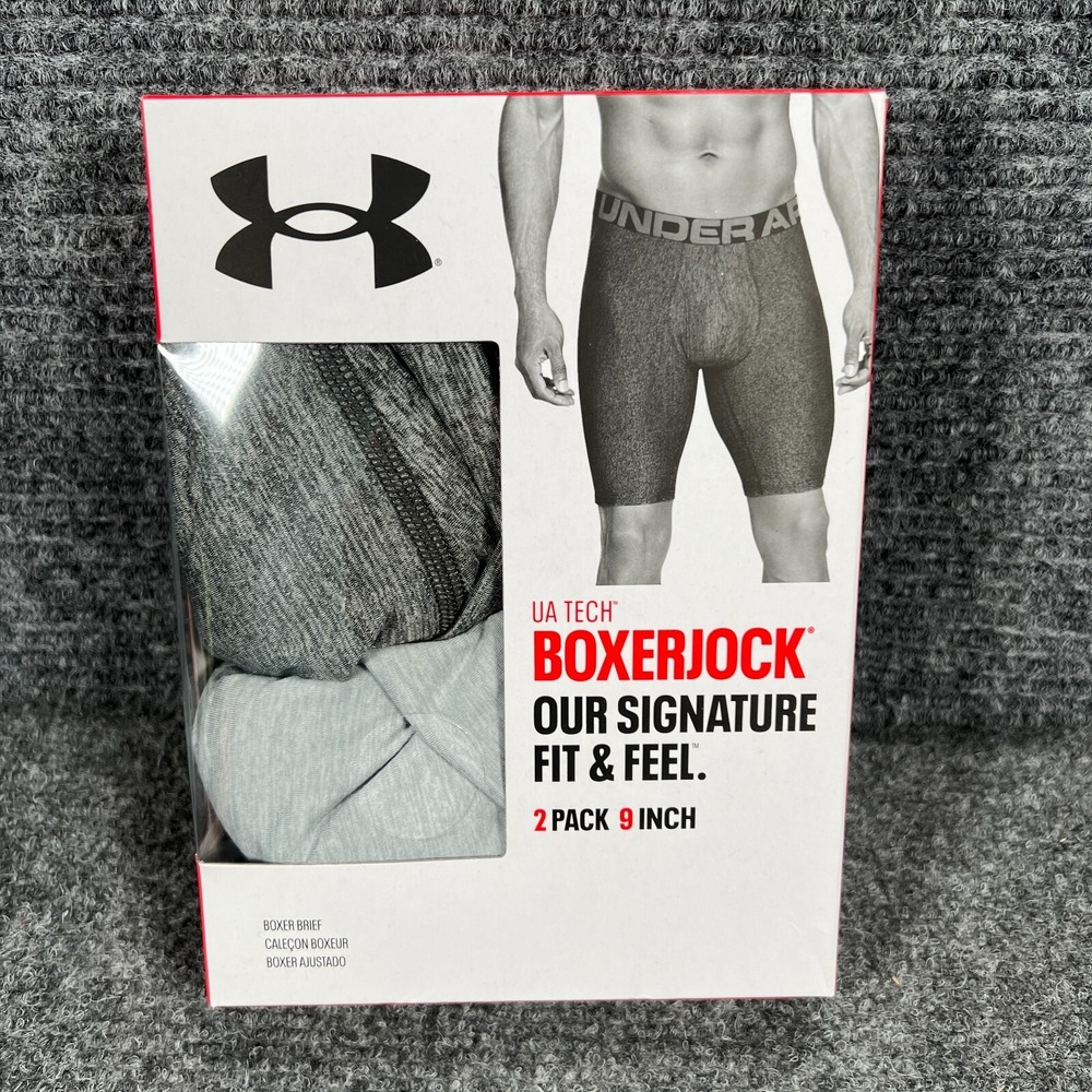 Under Armour Boxerjock Underwear 2 Pack Small 9" Inseam 2 Tone Gray New